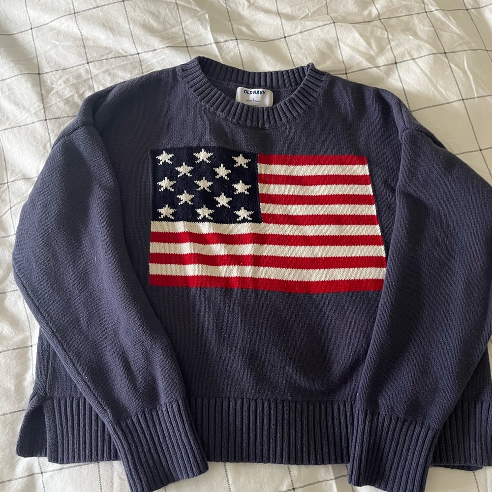 Old Navy Navy Blue Sweater with American Flag
